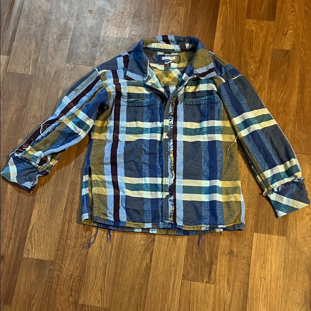 We The Free Blue and Yellow Plaid Top